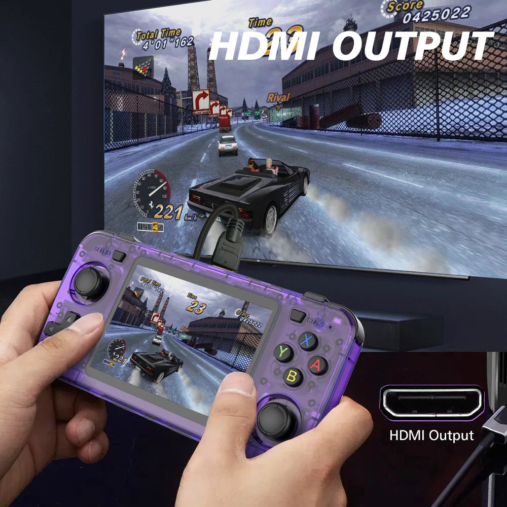 R36H Handheld Game Console 3.5 Inch IPS Screen Built in 128G Video Game Console, ARKOS System - Translucent Black - 5