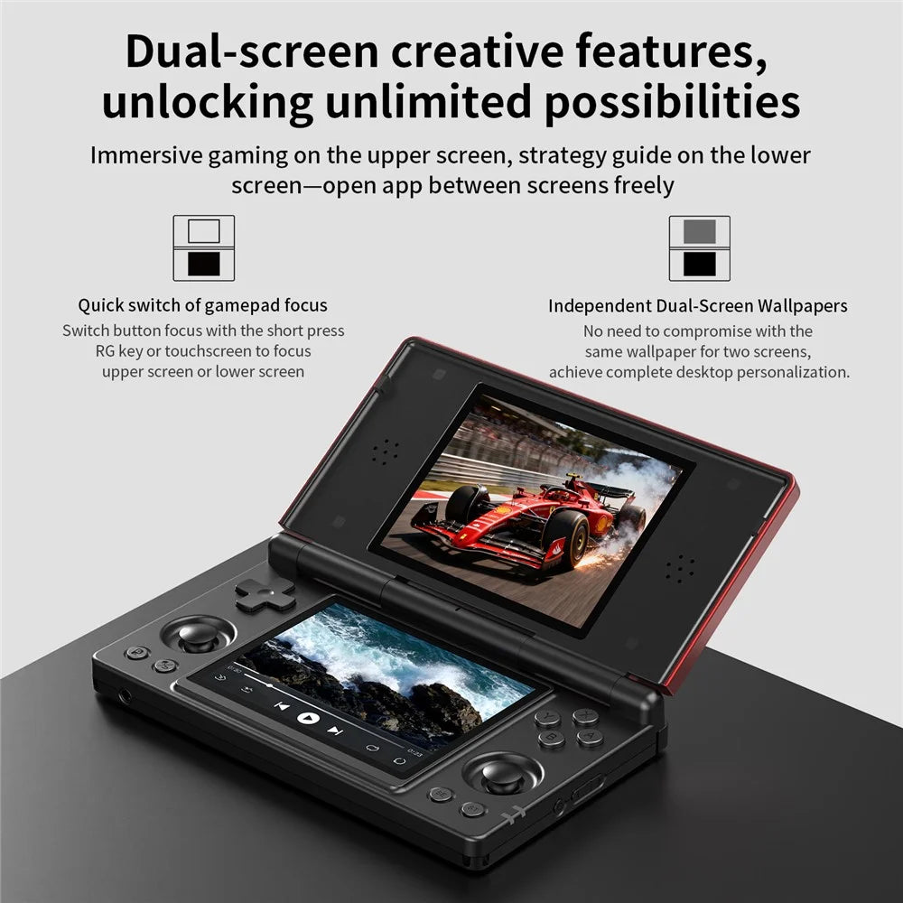 ANBERNIC 128G RG DS Handheld Game Console Retro Arcade Android Open Source Console with Dual IPS Screens - Red / Black - 6