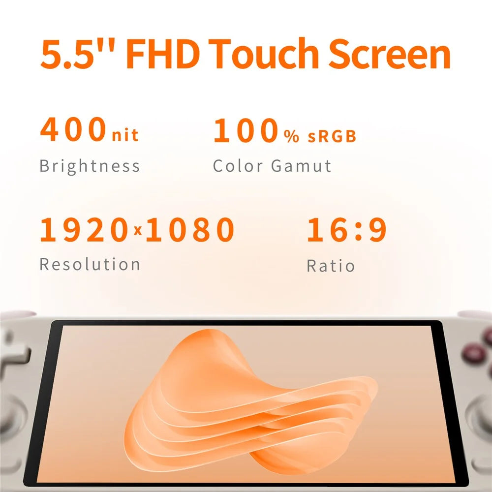 MANGMI AIR X Retro Handheld Game Console with 256G TF Card, 4GB+64GB 5.5 Inch IPS Display Android 14 Gaming Device - Grey - 4