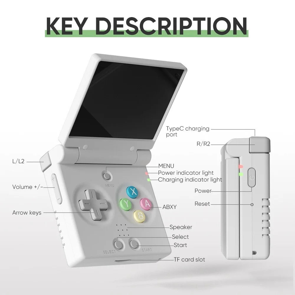 MIYOO Mini Flip Handheld Game Console 2.8 Inch IPS Screen Retro Arcade Gaming Device (No Card) - Black - 7