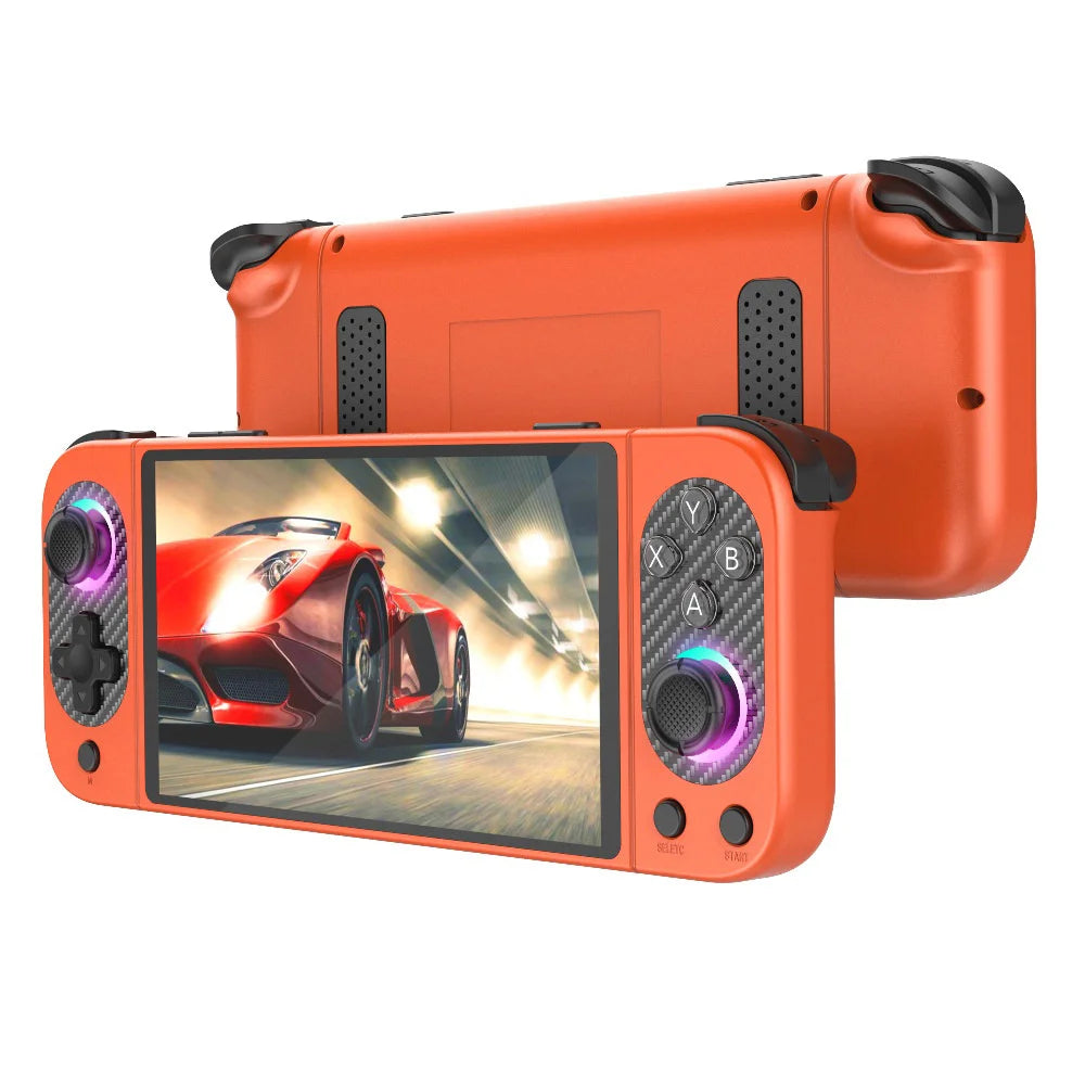D50MAX Retro Gamepad with 64GB TF Card 5 Inch IPS Touch Screen Android Handheld Gaming Console with RGB Light - Orange - 1