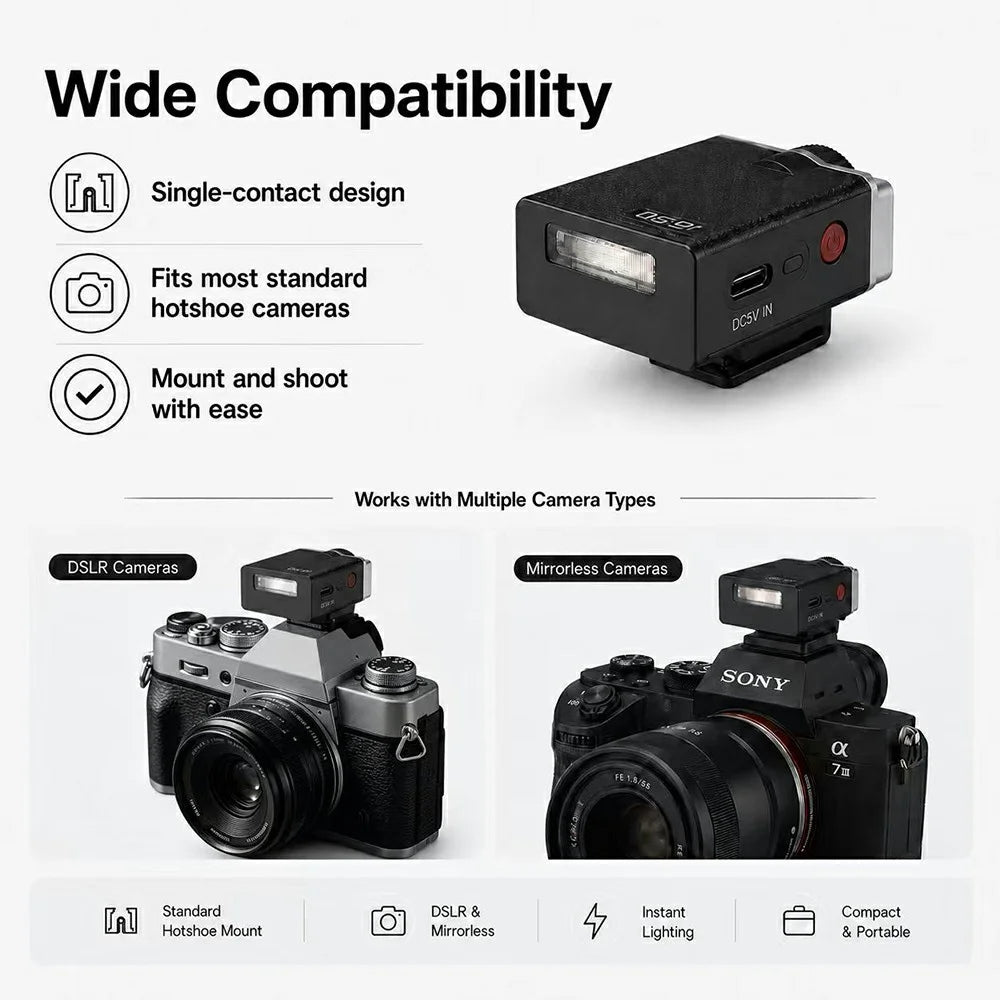 VISICO IS20 Camera Flash Light 450 Flashes 6 Power Levels for DSLR Mirrorless Photography - Black - 6