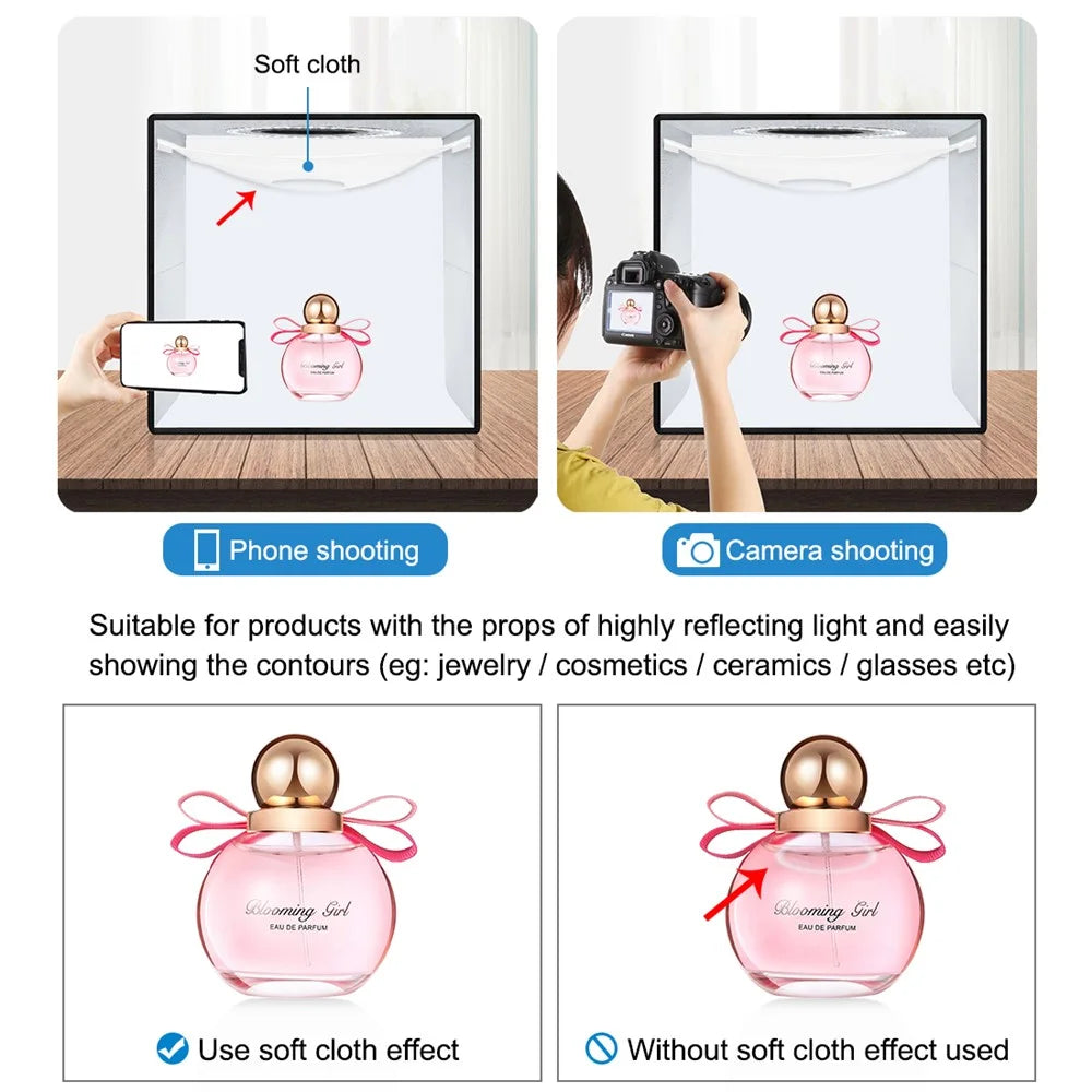 PULUZ PU5032B Portable 30cm Photo Studio Box Foldable Ring LED Light Photography Softbox Shooting Tent with 6 Colors Background - 7