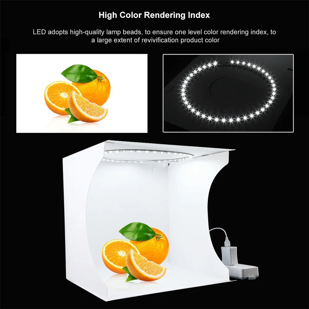 PULUZ PU5030 Portable 3 Color Temperature LED Ring Light Box Mini Foldable Photo Studio Photography Light Soft Box with 6 Color Backdrops - 4
