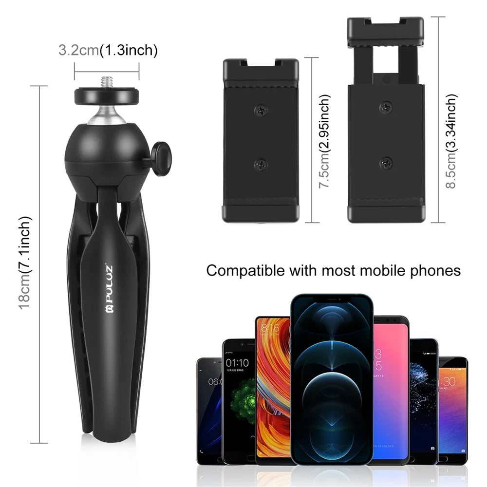 PULUZ PKT3132B Phone Holder Tripod Video Recording Stand Kit with Fill Light Microphone - 6