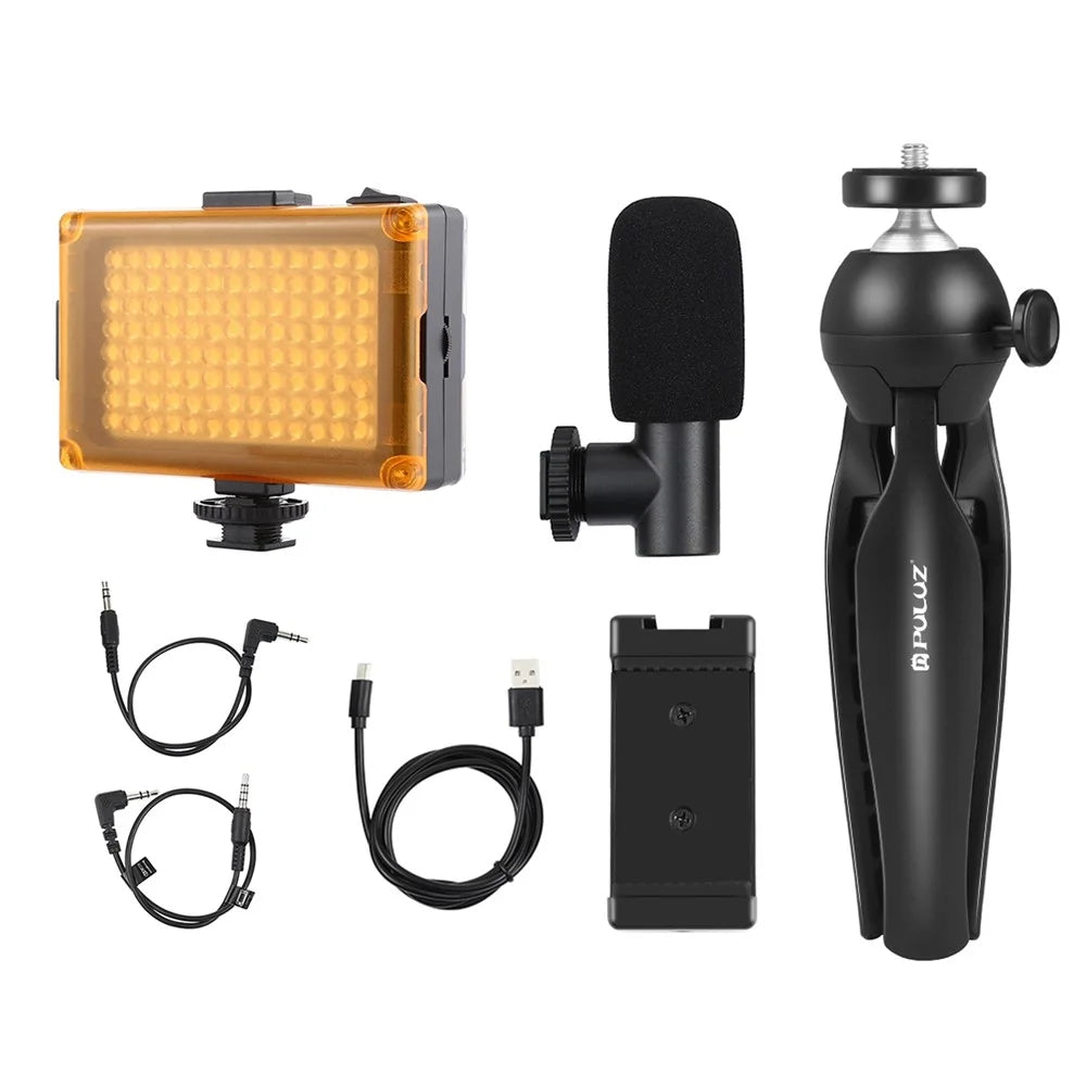 PULUZ PKT3132B Phone Holder Tripod Video Recording Stand Kit with Fill Light Microphone - 7