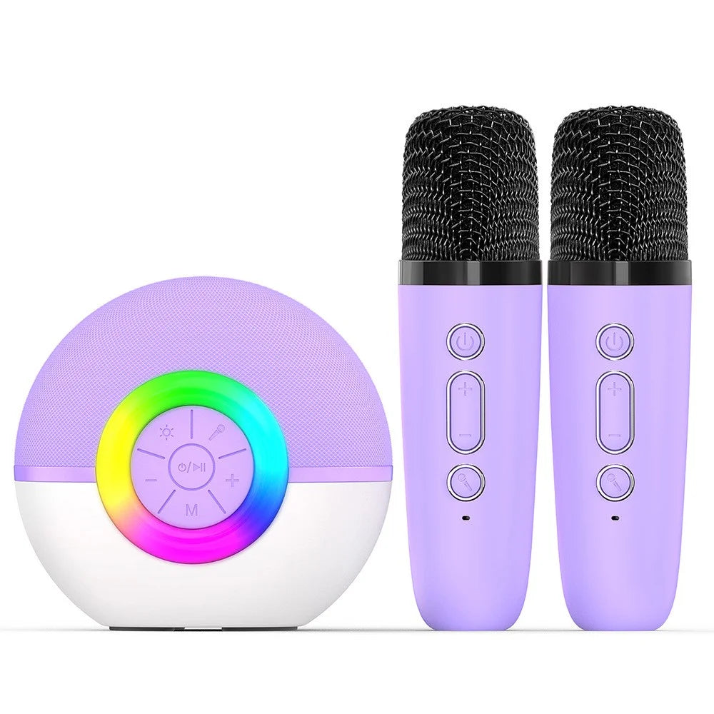 T97 Kids K Song Bluetooth-compatible Speaker with Dual Wireless Microphone Family Party Singing Song Device - Purple - 1