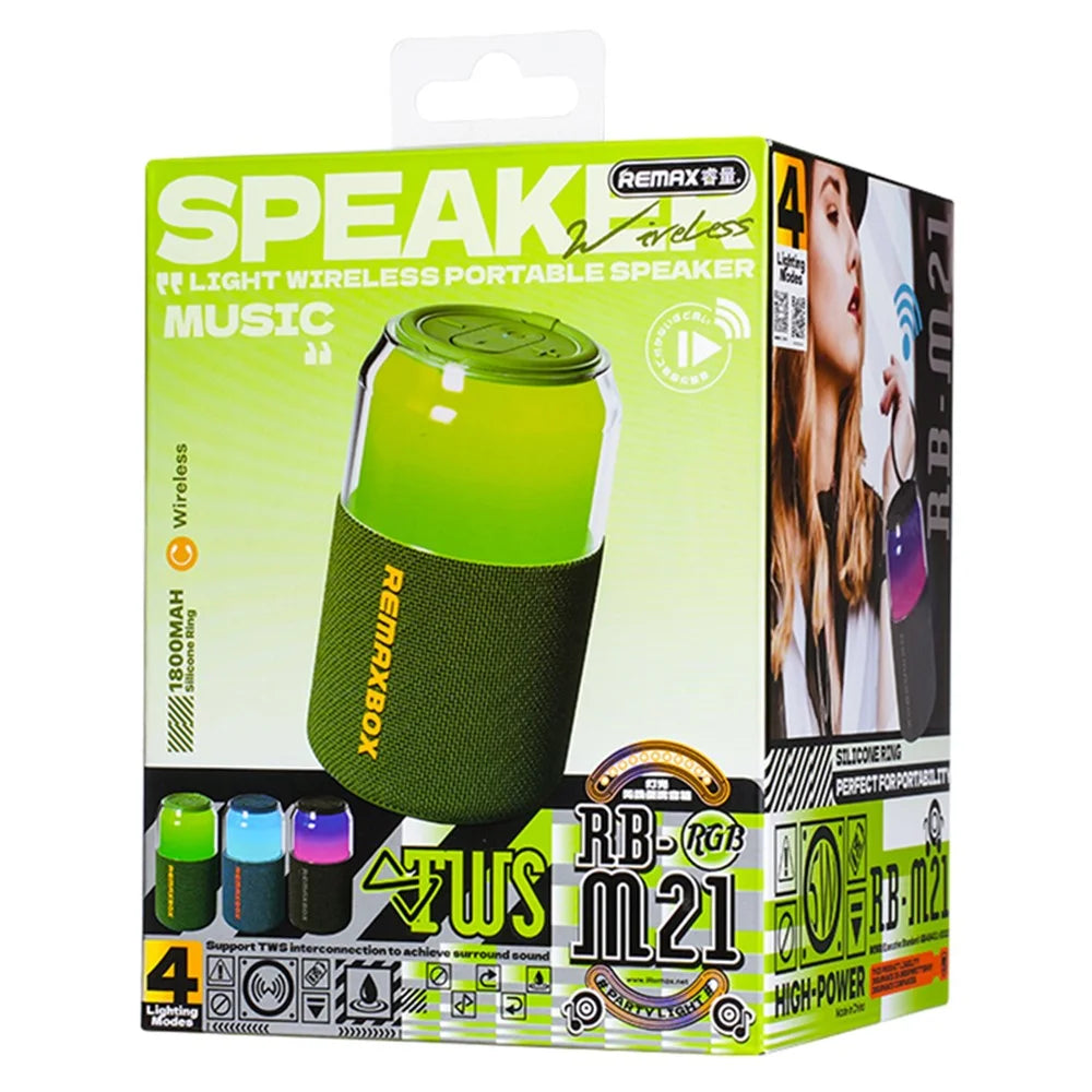 REMAX RB-M21 TWS Portable Wireless Bluetooth-Compatible Speaker with 4 RGB Lighting Mode - Blue - 4