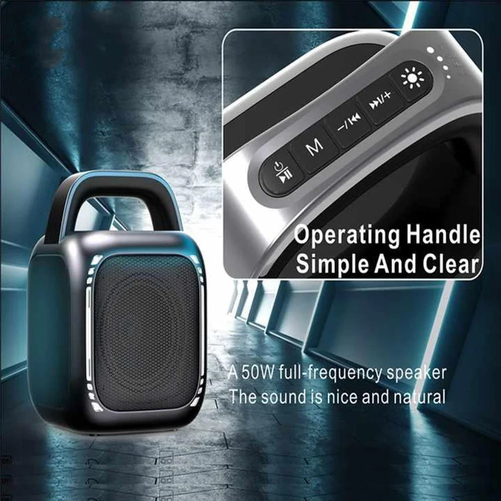 MS6K Portable 50W Bluetooth-Compatible Speaker with RGB Light TWS Subwoofer with 2 Microphones for Outdoor Party - 7