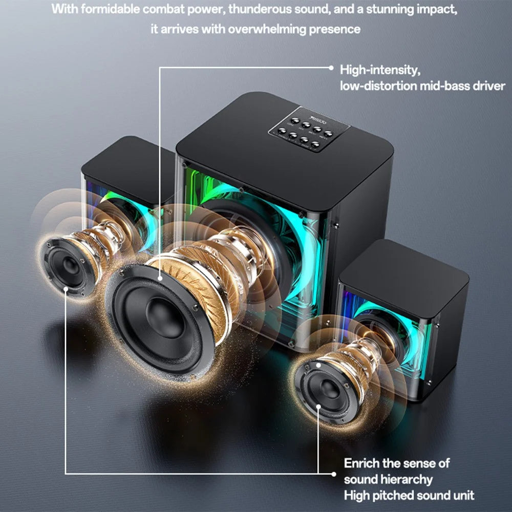 YESIDO YSW41 2.1 Channel RGB Bluetooth-Compatible Speaker 40W Rich Bass Immersive Sound AUX / USB Playback - EU Plug - 2