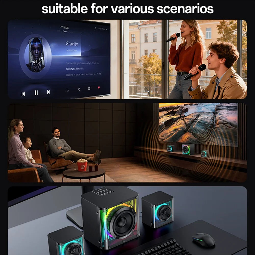 YESIDO YSW41 2.1 Channel RGB Bluetooth-Compatible Speaker 40W Rich Bass Immersive Sound AUX / USB Playback - EU Plug - 5
