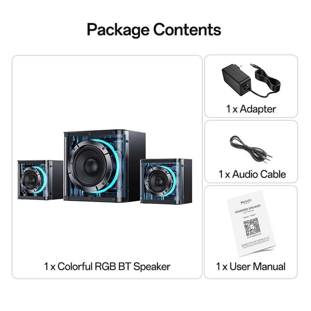 YESIDO YSW41 2.1 Channel RGB Bluetooth-Compatible Speaker 40W Rich Bass Immersive Sound AUX / USB Playback - EU Plug - 6