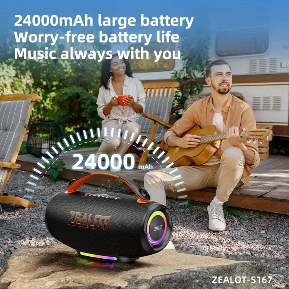 ZEALOT S167 100W Portable Bluetooth-Compatible Speaker IPX5 Waterproof Outdoor Wireless Subwoofer with Colorful RGB Lights - Black - 4