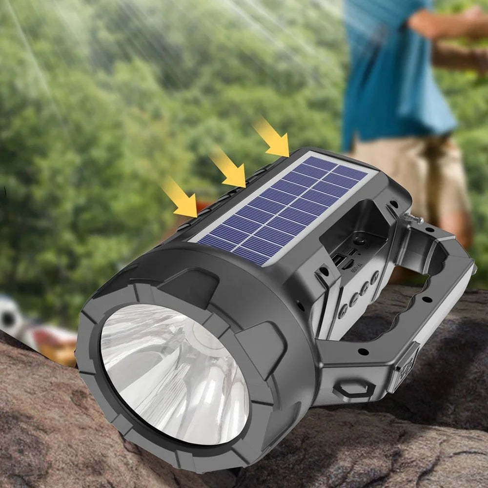 BDL-235 Portable Outdoor Solar Rechargeable Bluetooth-compatible Speaker LED Flashlight FM Radio Wireless Music Subwoofer Support TF / U-disk / AUX - Blue - 2