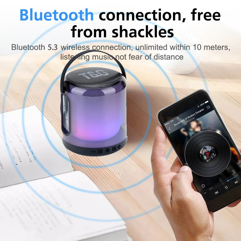 T&G TG376 RGB LED Breathing Light Rechargeable Bluetooth-compatible Speaker Portable Wireless Stereo Subwoofer - Grey - 5