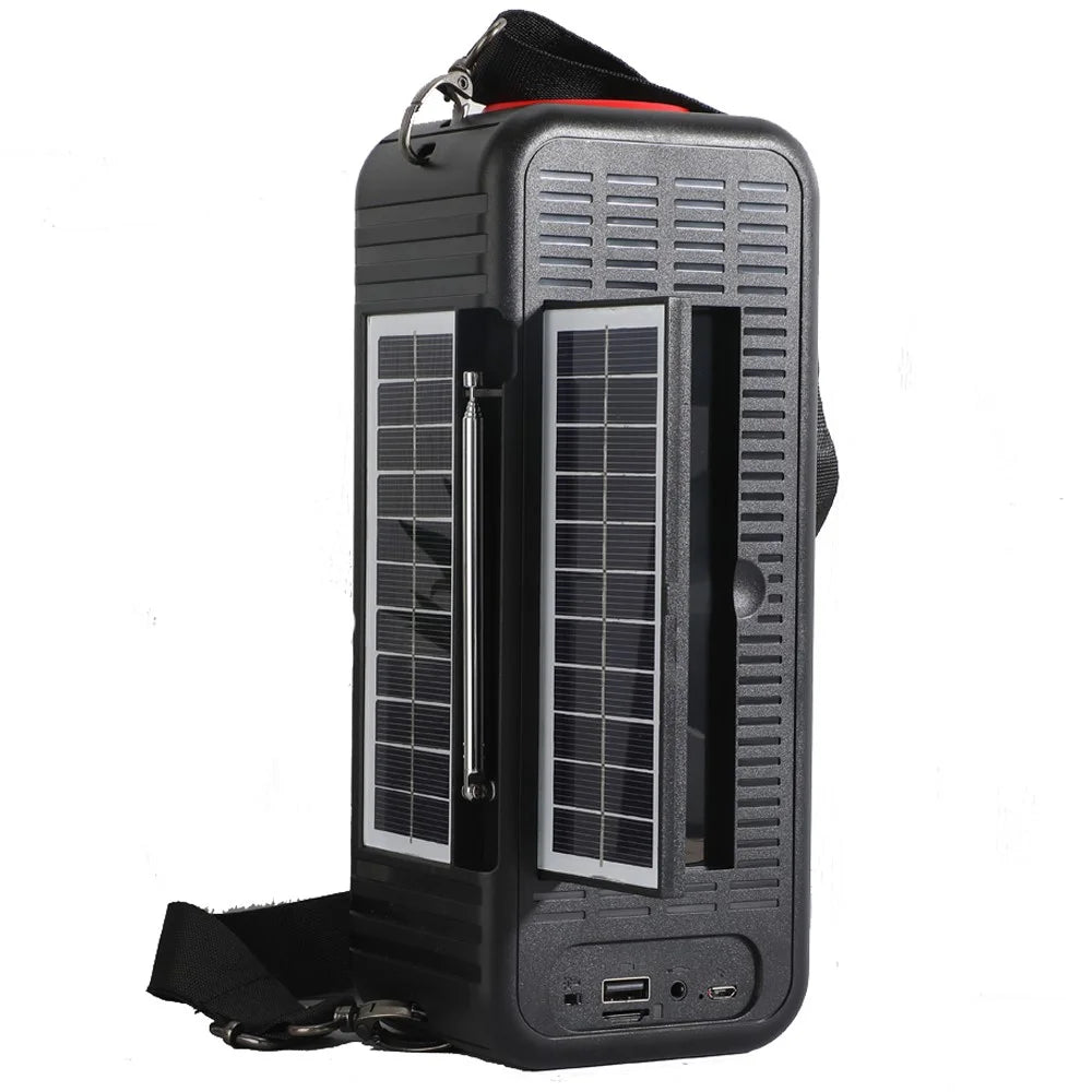 T&G TG637 Solar Rechargeable Bluetooth-compatible Speaker Outdoor FM Radio TF Card Stereo Subwoofer with LED Flashlight - Black - 2