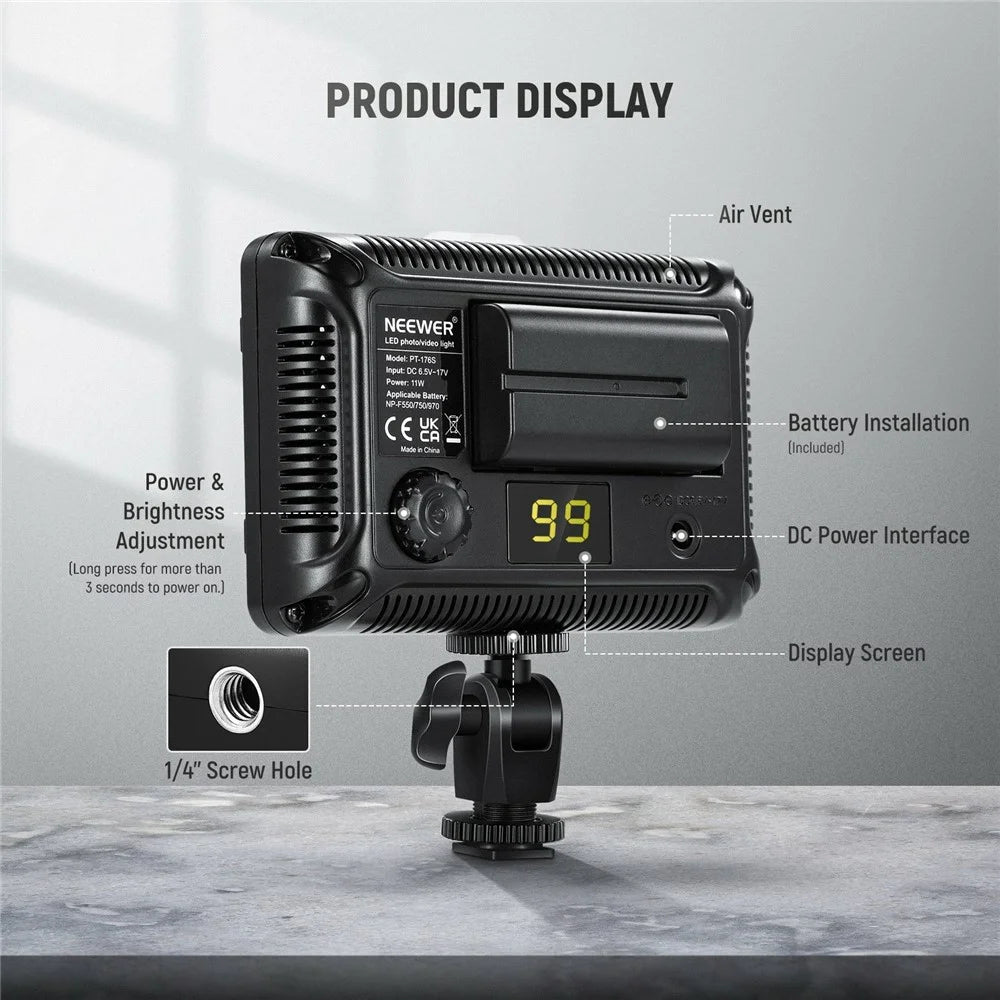 NEEWER CN-160 Dimmable 160-LED Ultra High Power Panel Digital Camera / Camcorder Video Light - 3