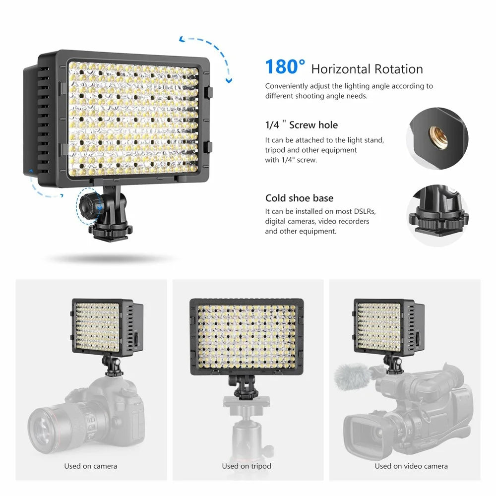 NEEWER CN-160 Dimmable 160-LED Ultra High Power Panel Digital Camera / Camcorder Video Light - 7