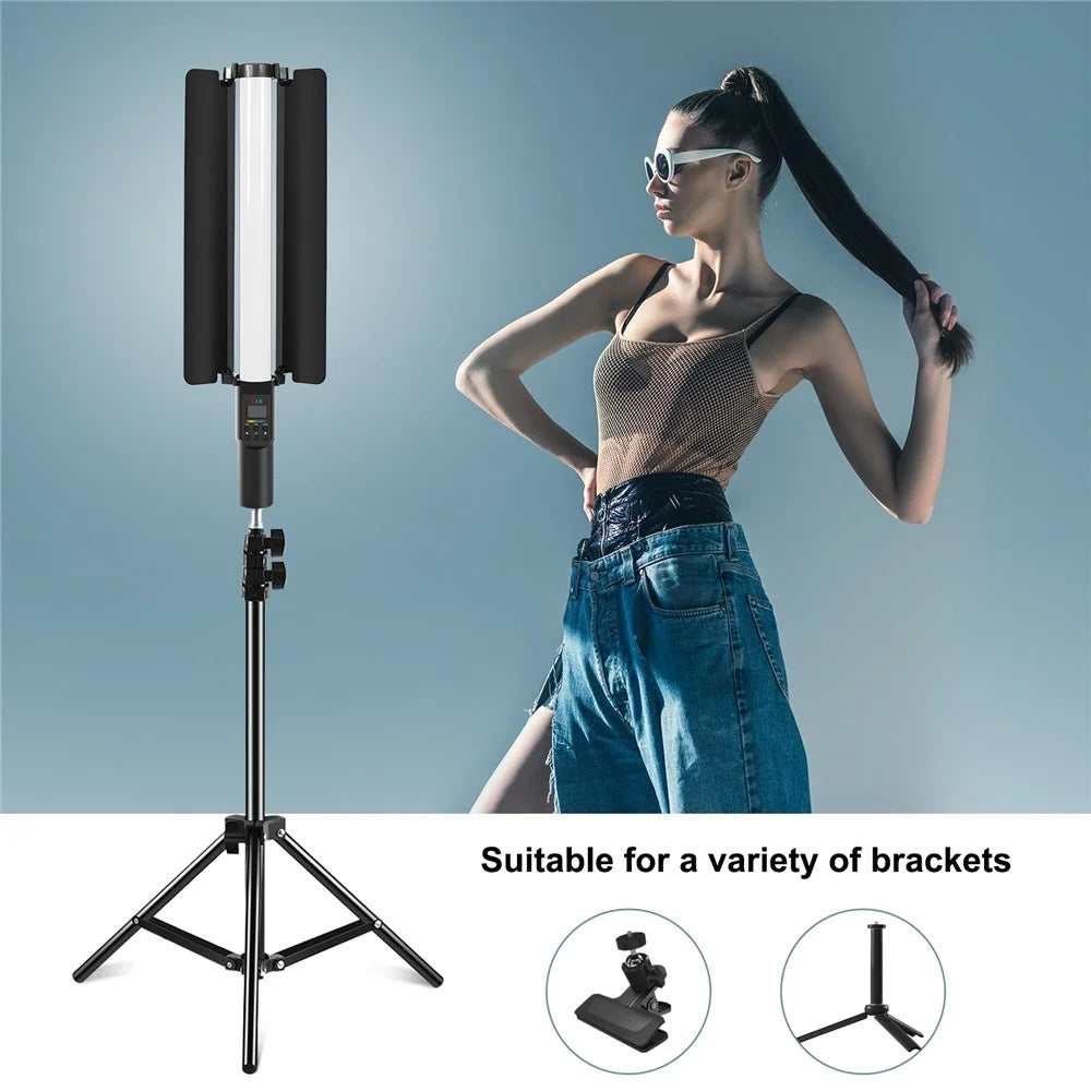 PULUZ PU4135 13W 190-LED Photo Handheld Light Stick Full Color RGB Fill Light with Barndoor - 5