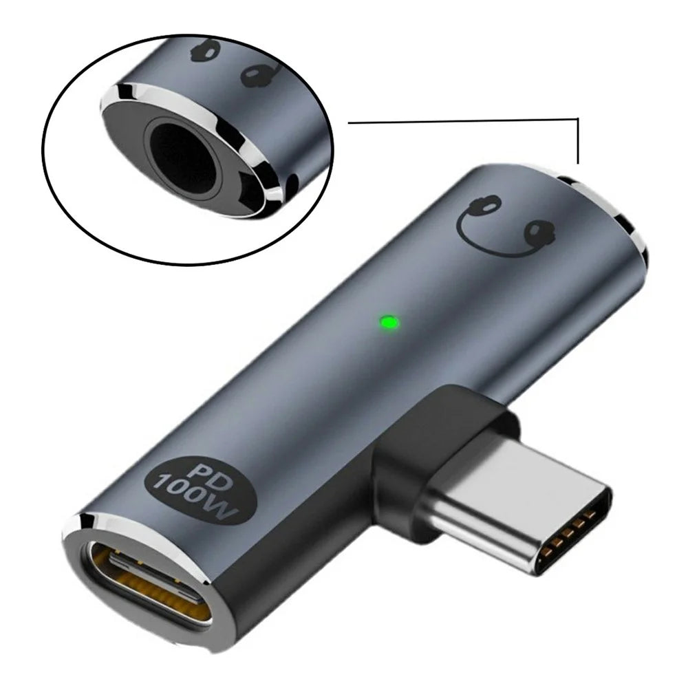 UC-075-PD Type-C to 3.5mm Audio DAC AUX Music + 100W PD Power CS201 Chip Adapter for Laptop Tablet Phone - 1