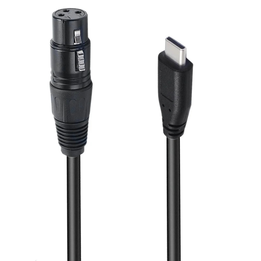 JUNSUNMAY 1m Type-C Male to XLR Male Cable Microphone Audio Adapter for Mobile Phones / Tablets / Laptops / Computers - 1