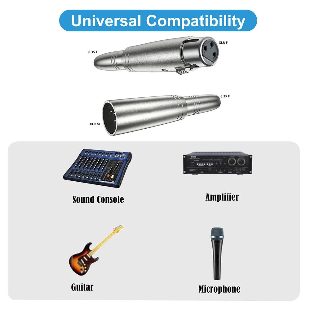 JUNSUNMAY XLR Female to Female 6.35mm TRS Audio Adapter Microphone Connector Audio Equipment Converter - 3