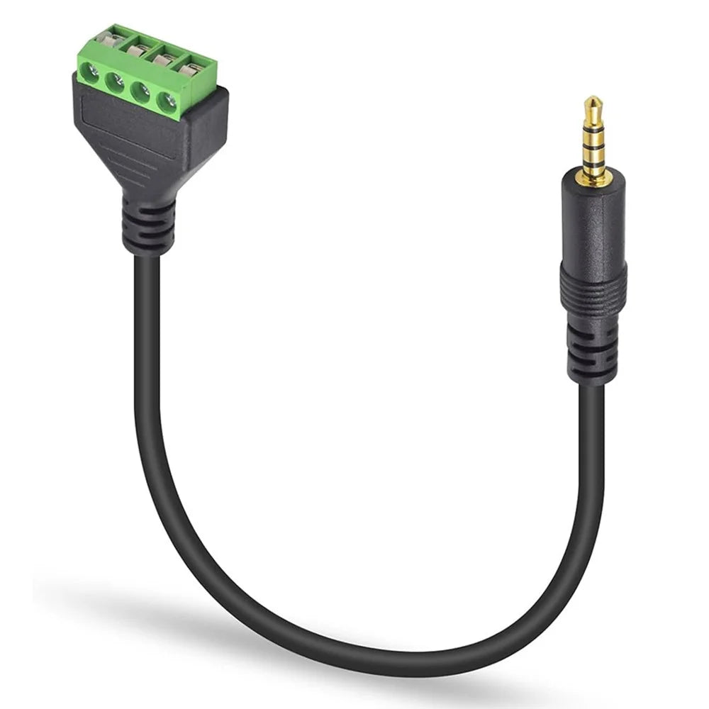 JUNSUNMAY 3.5mm Stereo Male to 4-Pole Terminal Block Audio Connector Cable Solderless Audio Cord (Green) - 1