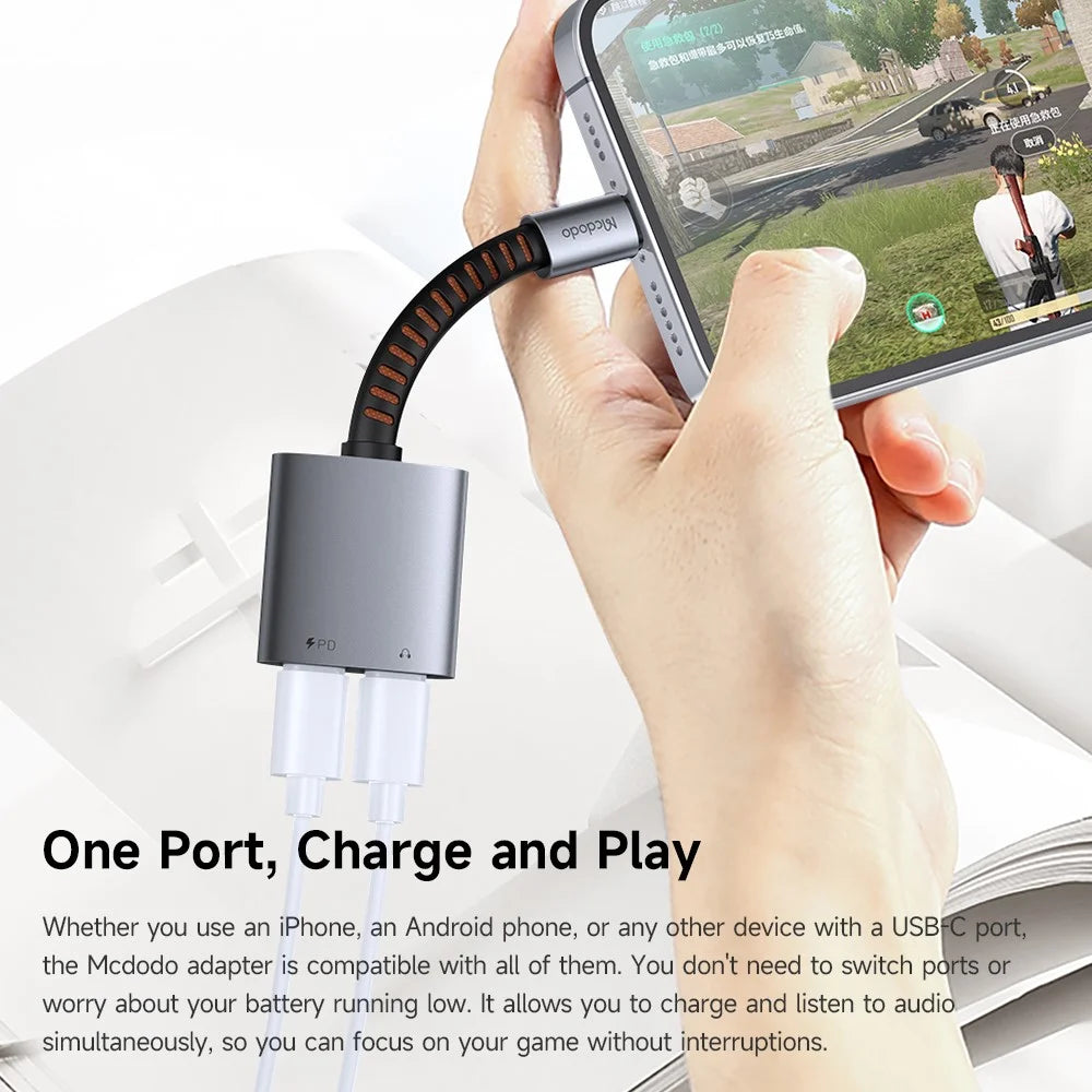 MCDODO CA-3370 MDD 2 in 1 Audio Adapter Cable USB-C to Dual USB-C Charging / Audio For Smartphones / Tablets - 5