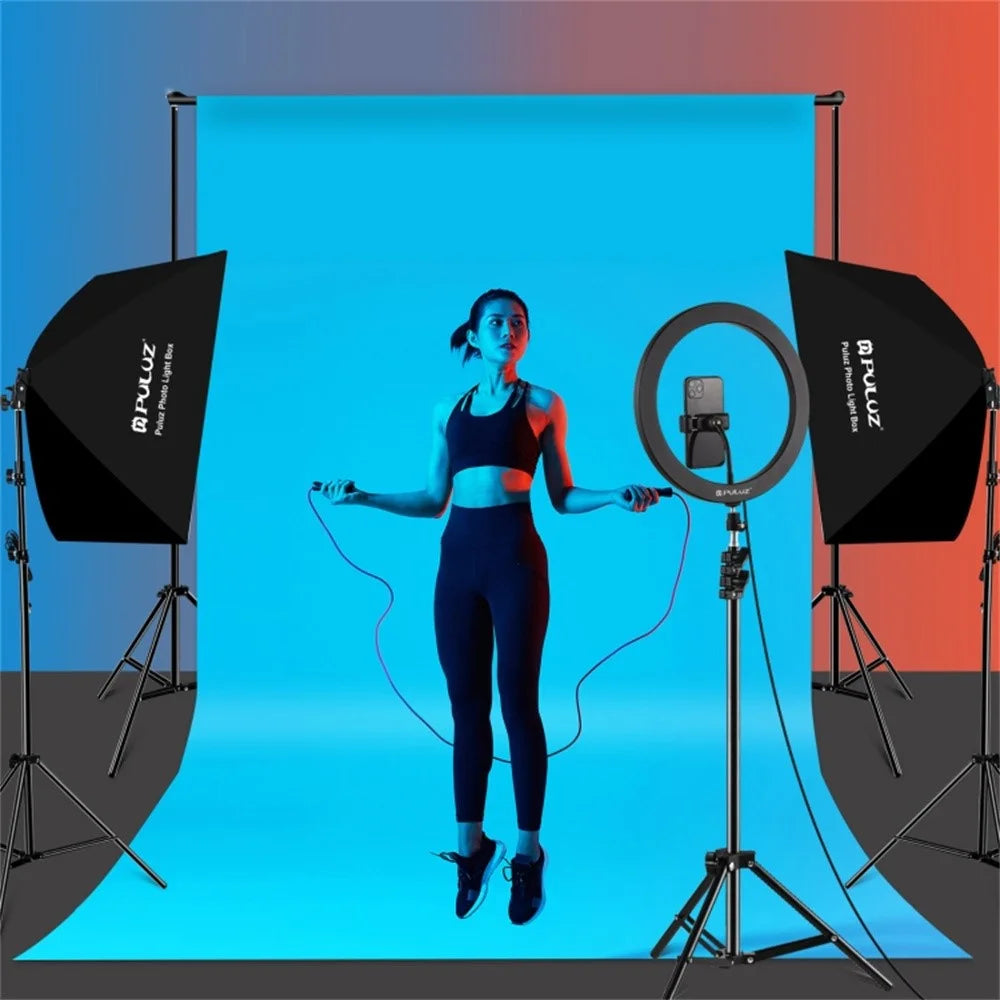 PULUZ PKT3133 2 Sets For Studio Photography 50 x 70cm Softbox with 30W E27 LED Bulb and Adjustable Tripod Stand - UK Plug - 5
