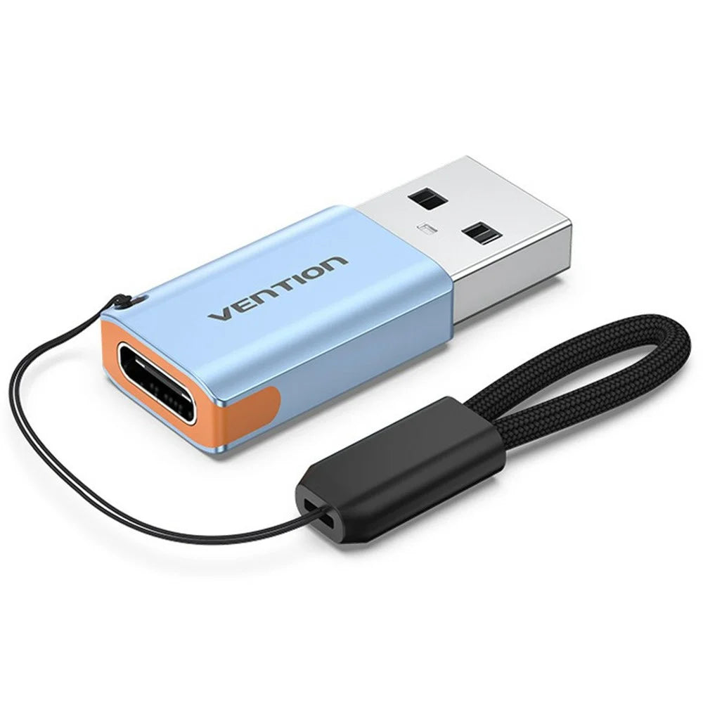 VENTION CUA Series USB 3.1 Type-A Male to Type-C Female Adapter Aluminum Alloy OTG Converter with Lanyard - 1