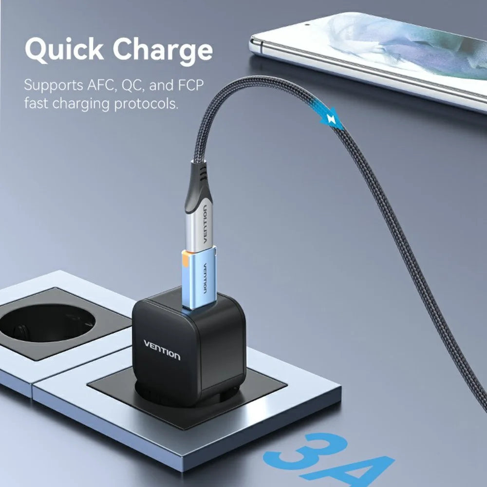 VENTION CUA Series USB 3.1 Type-A Male to Type-C Female Adapter Aluminum Alloy OTG Converter with Lanyard - 5