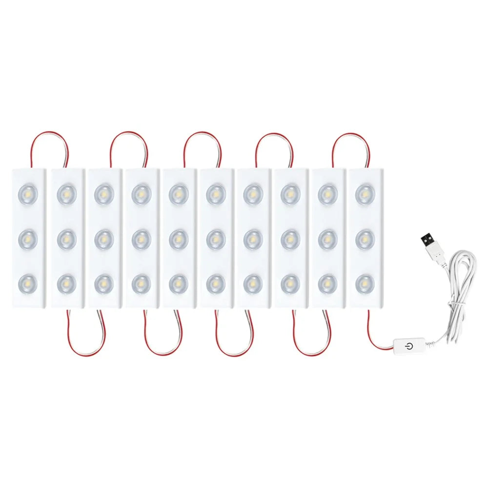 Touch Control Dimmable LED Makeup Mirror Light Strip USB Powered Vanity Table Lamp - 10 LED Strips - 3