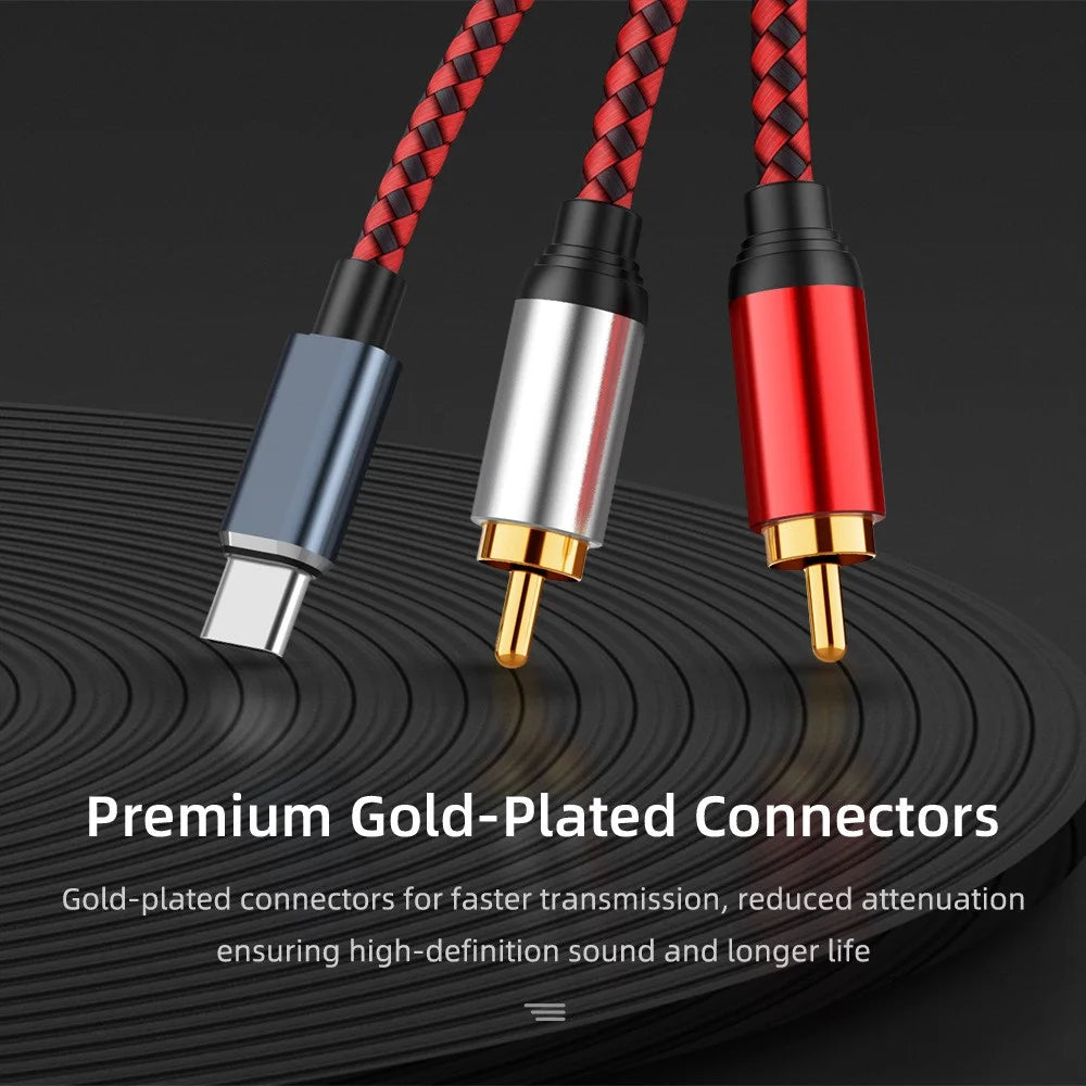 0.5m USB Type-C to 2 RCA Male Audio Cable for Mobile Phone Tablet Connection to Speaker/Amplifier - 7