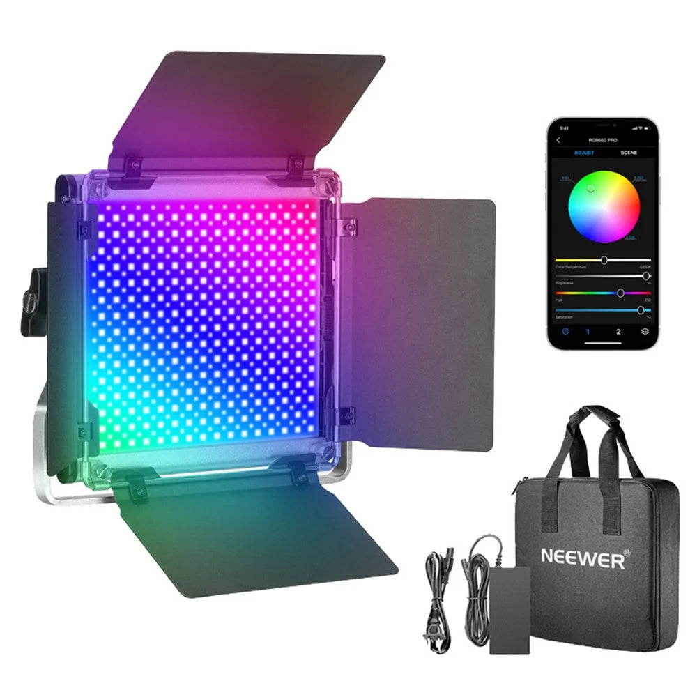 NEEWER 660 PRO RGB LED Video Light with APP Control Video Panel Light Photography Fill Light CRI 97+ 3200-5600K - EU Plug - 1