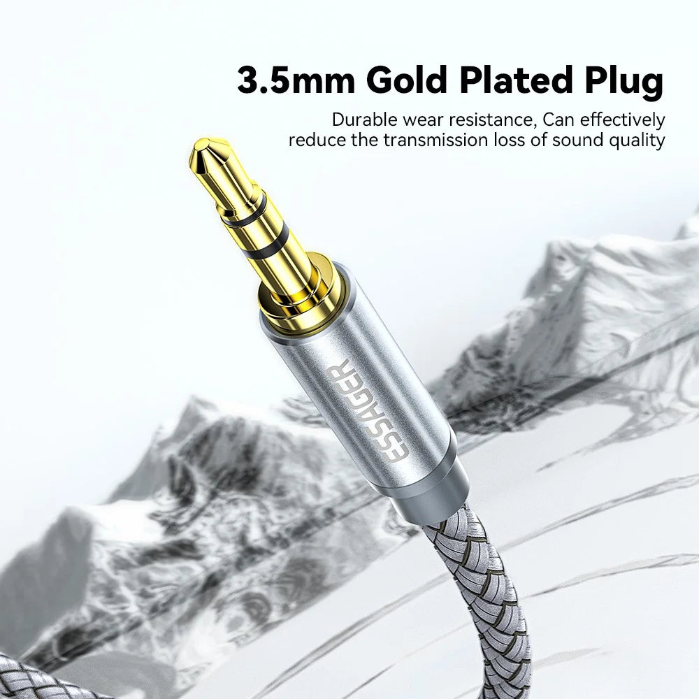 ESSAGER 3m Gold-Plated 3.5mm Aux to Elbow Dual RCA Adapter Cord Y-Splitter Cable for Smartphone, Speaker, MP3 - 7
