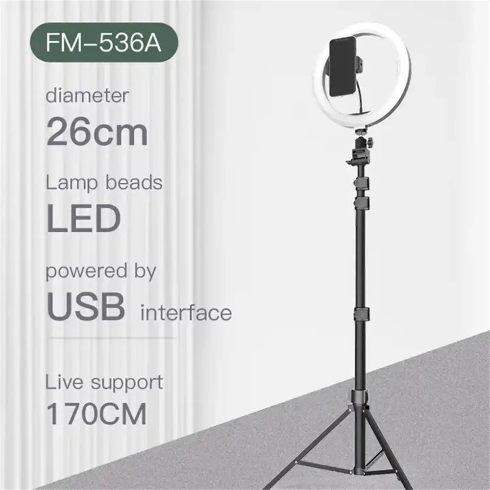JMARY FM-536A 10-inch Ring Fill Light with Phone Clip + Bluetooth-compatible Shutter + Tripod - 6