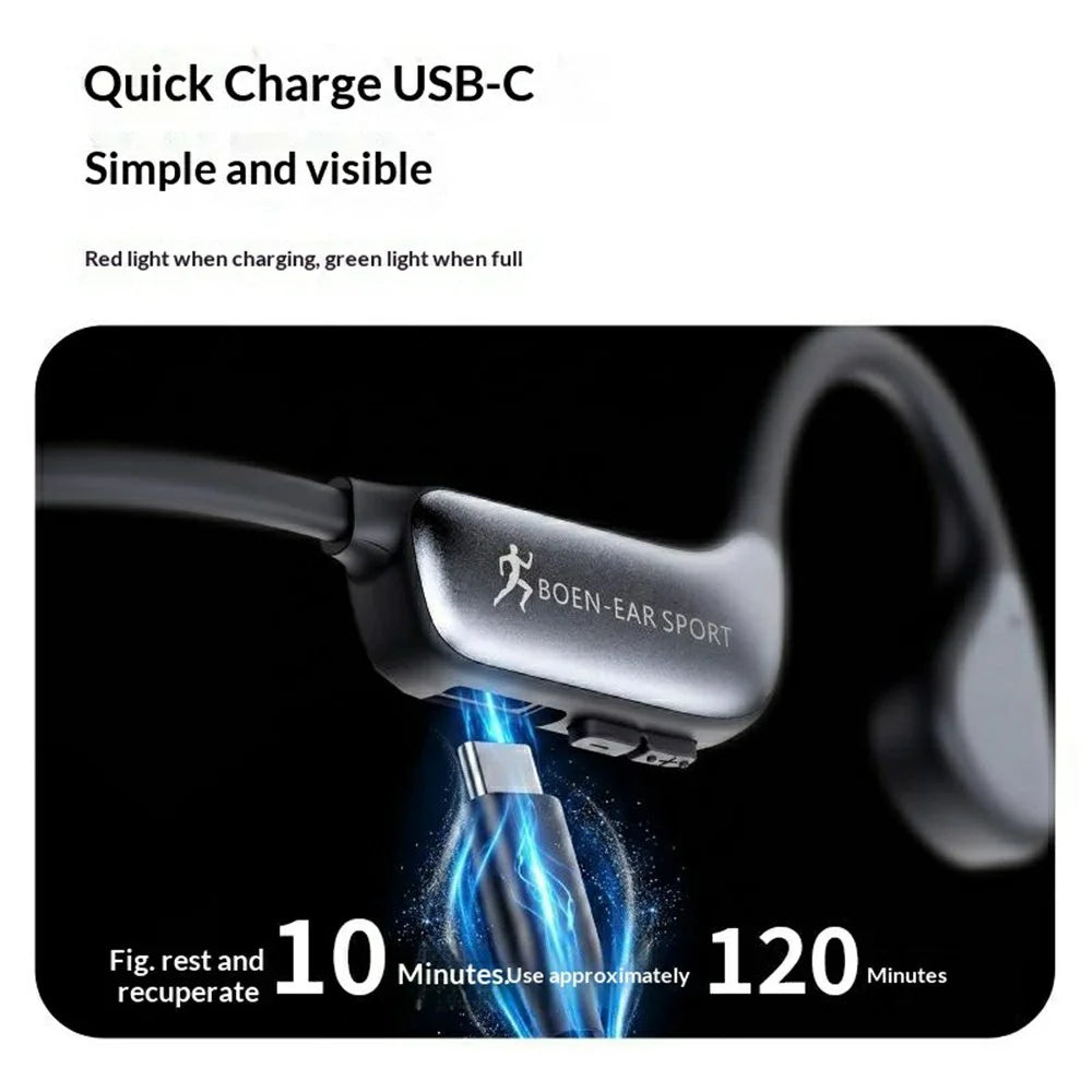 A29 Bone Conduction Bluetooth-compatible Earphones Waterproof Open Ear Headphone for Running Cycling - Black - 6