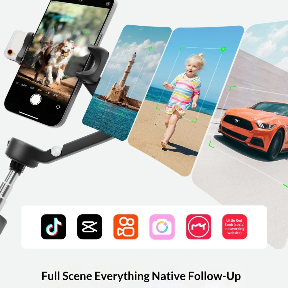 HOHEM V3 Ultra Foldable Handheld Phone Gimbal Stabilizer Auto 360 Degree Rotation AI Tracking with Bluetooth-compatible Remote - White - 4