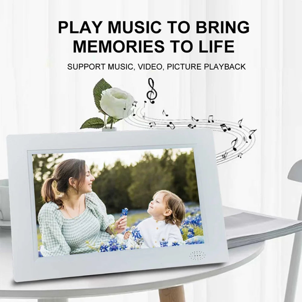 8 Inch Digital Photo Frame 1024x600 IPS Display Electronic Album with USB/SD Card Slot - White - 4
