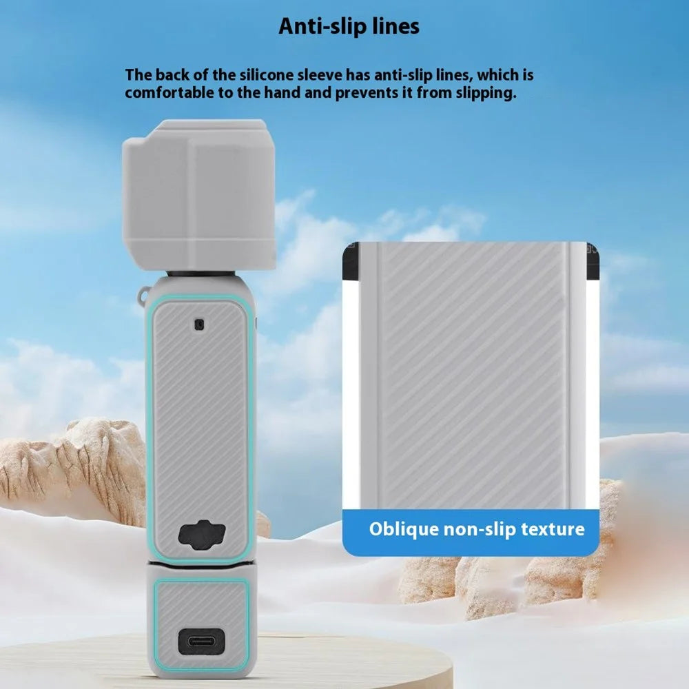 BRDRC For DJI Osmo Pocket 3 Silicone Case Set Lens Cover and Screen Cover Accessories - Grey - 2