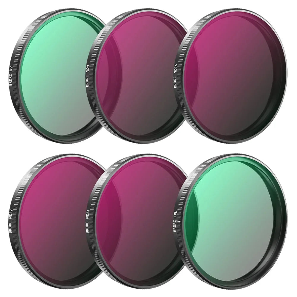 BRDRC 6Pcs Filters for DJI Osmo Action 5 Pro / 4 / 3 UV+CPL+ND8+ND16+ND32+ND64 Filters Set - 1