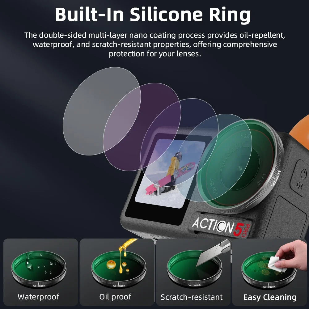 BRDRC 6Pcs Filters for DJI Osmo Action 5 Pro / 4 / 3 UV+CPL+ND8+ND16+ND32+ND64 Filters Set - 4