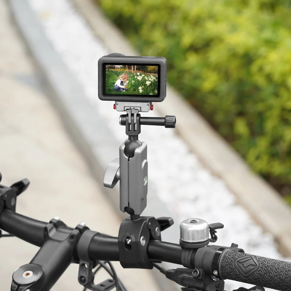 FLYMILE For DJI Osmo Action 6 / Nano Magnetic Quick Release Mount 360° Rotating Aluminum Alloy Base Dual Port Design - Gunmetal - 2