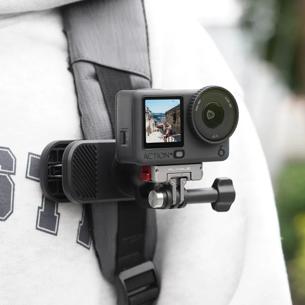 FLYMILE For DJI Osmo Action 6 / Nano Magnetic Quick Release Mount 360° Rotating Aluminum Alloy Base Dual Port Design - Gunmetal - 3