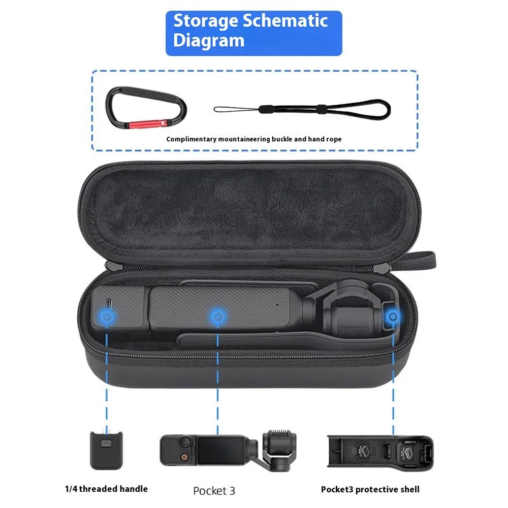BRDRC For DJI Osmo Pocket 3 Carrying Bag PU Leather Portable Storage Case - Black - 3