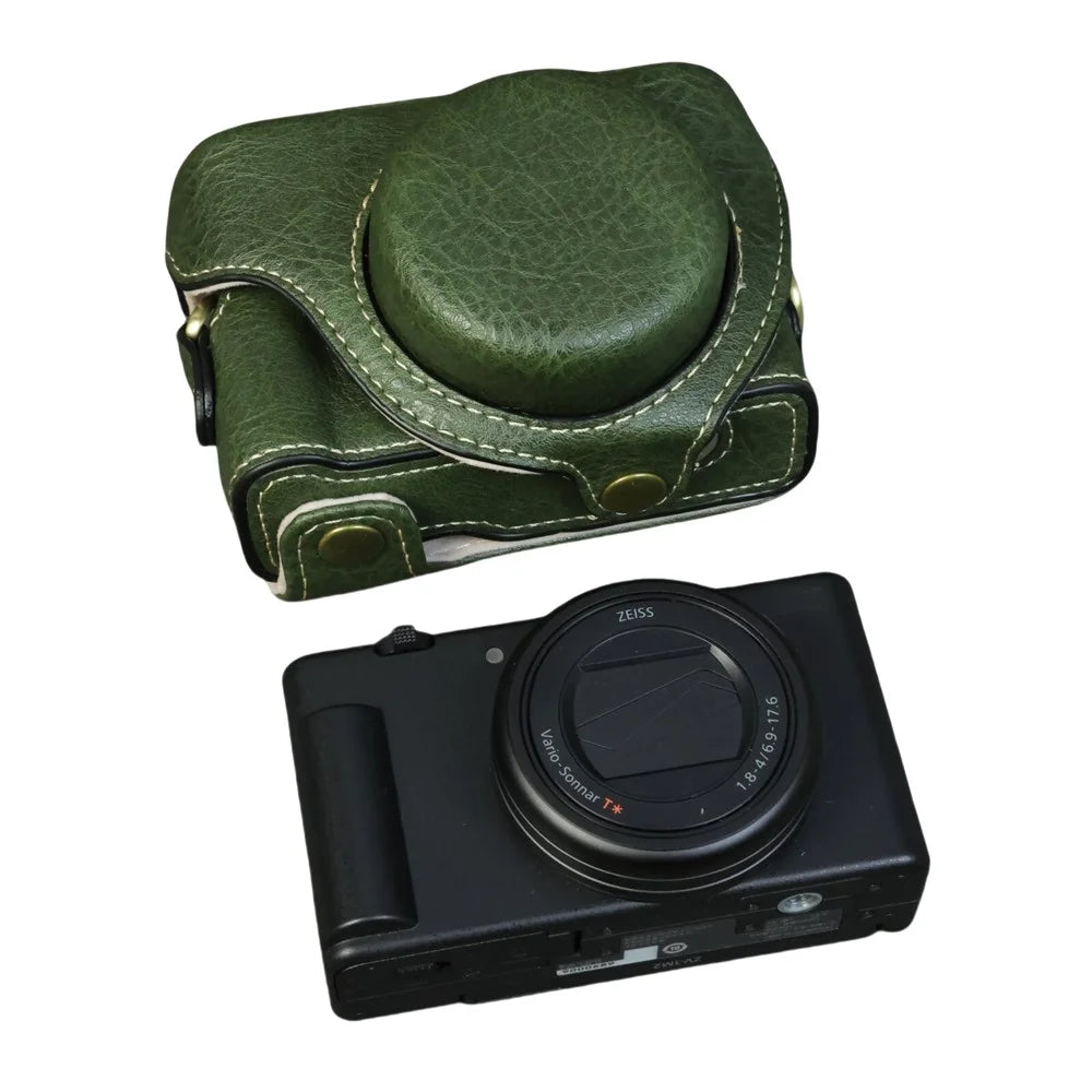 For Sony ZV-1F / ZV-1 Mark II Camera Case Portable Leather Camera Protective Cover Without Battery Opening - Green - 2