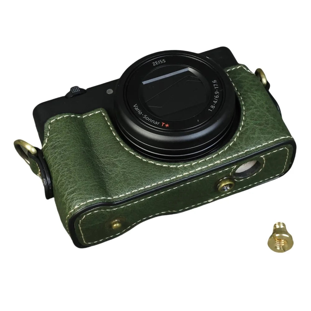For Sony ZV-1F / ZV-1 Mark II Camera Case Portable Leather Camera Protective Cover Without Battery Opening - Green - 5