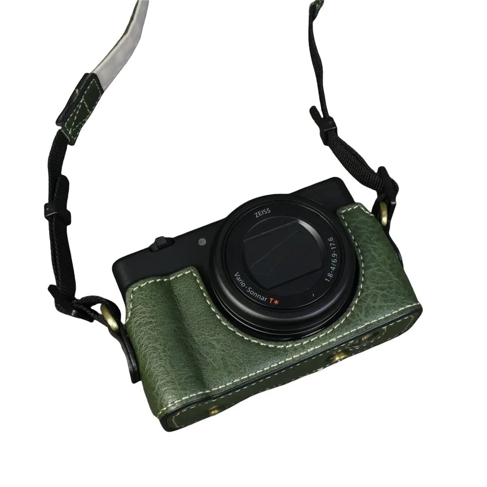 For Sony ZV-1F / ZV-1 Mark II Camera Case Portable Leather Camera Protective Cover Without Battery Opening - Green - 7