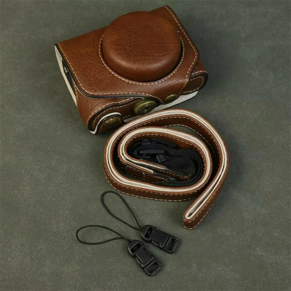 For Canon PowerShot G7 X Mark III / Mark II Camera Case Buffalo Texture Leather Protective Cover Without Battery Opening - Coffee - 3
