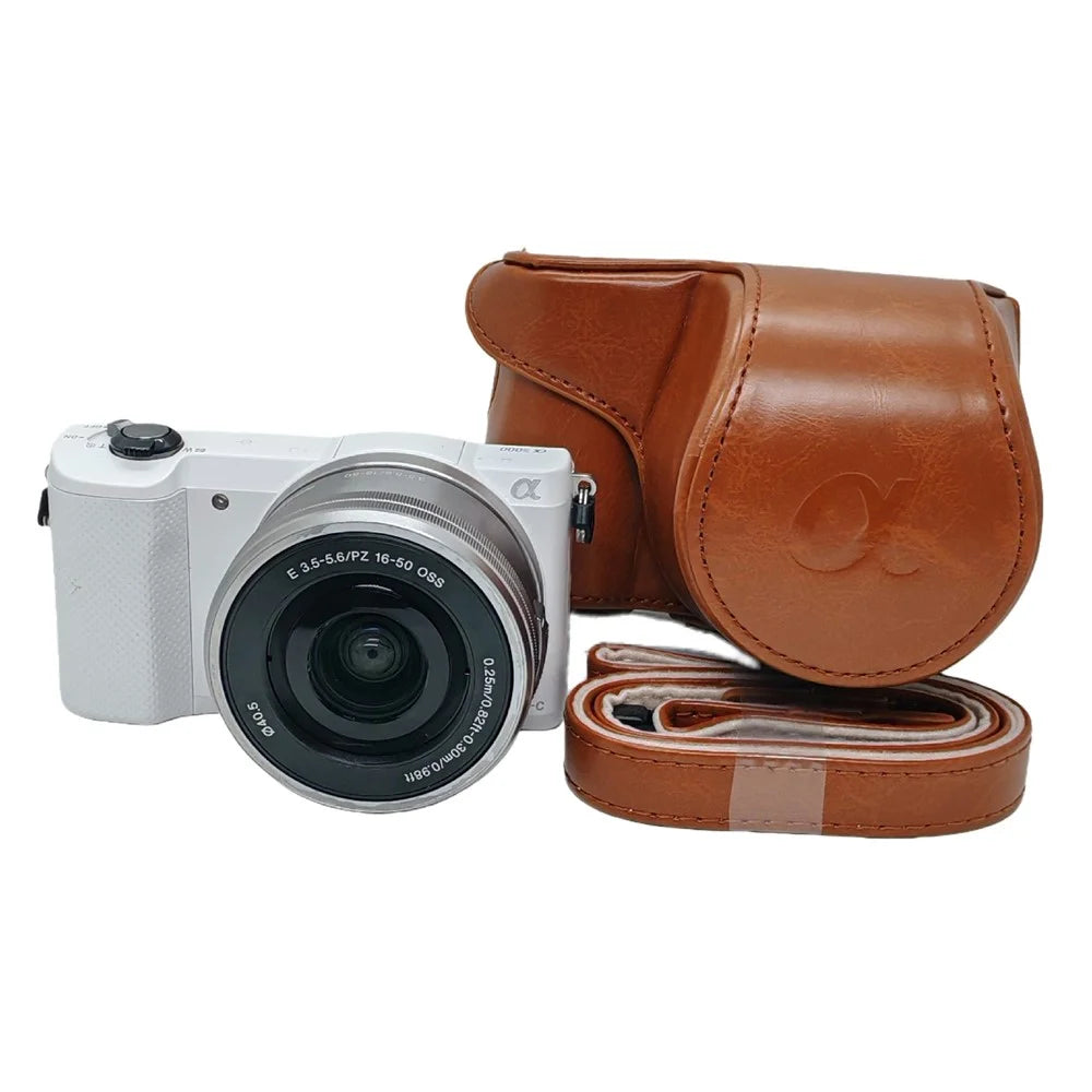 Retro Leather Case Camera Bag for Sony A5000 / A5100 / NEX3N PU Camera Protective Cover with Shoulder Strap - Brown - 1